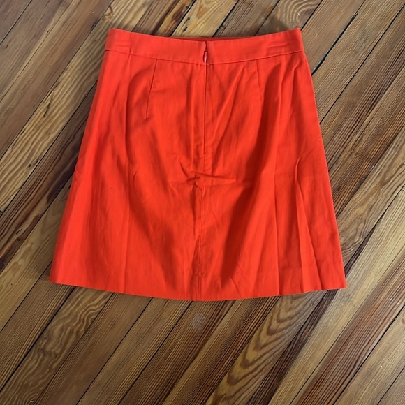 J. Crew Marine Orange A-Line Linen Blend Mini Skirt with Gold Buttons - OOP - Picture 4 of 7